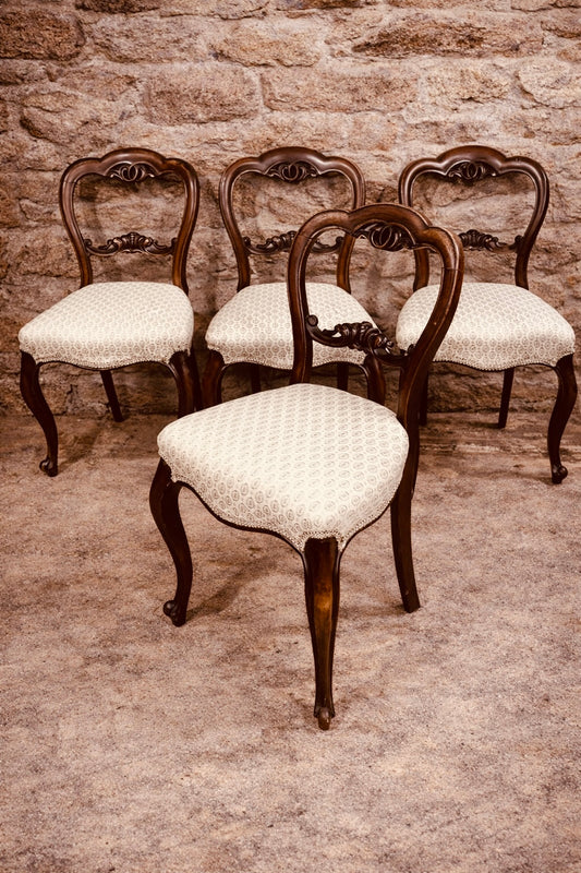 Set of 4 Georgian Style Mahogany Balloon Back Dining Chairs c.1920