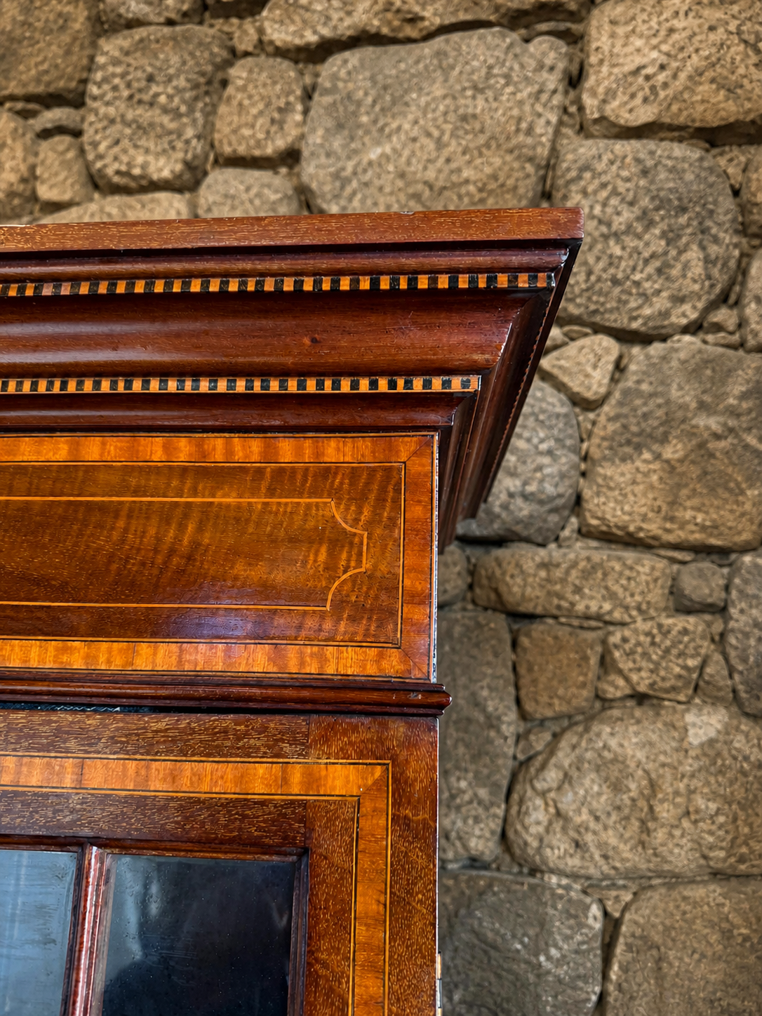 Georgian Revival Mahogany Bureau Bookcase with Glazed Top, Fall Front Writing Desk, Early 20th Century