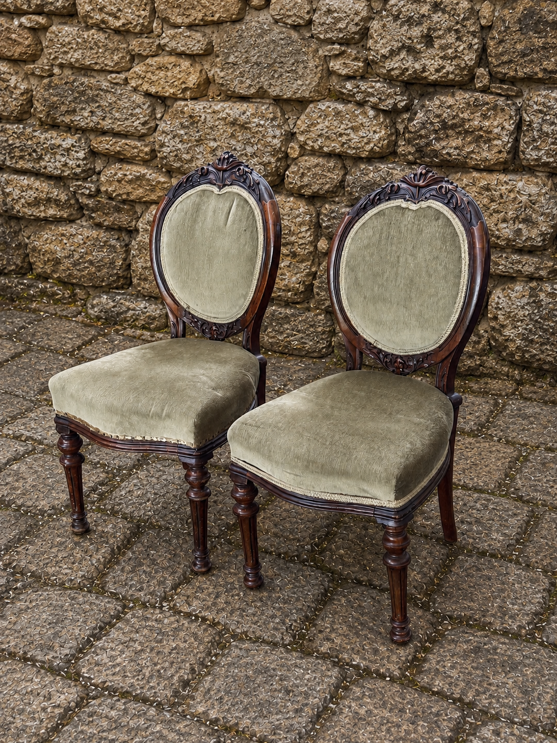 Pair of Antique Victorian Mahogany Balloon Back Chairs c1860