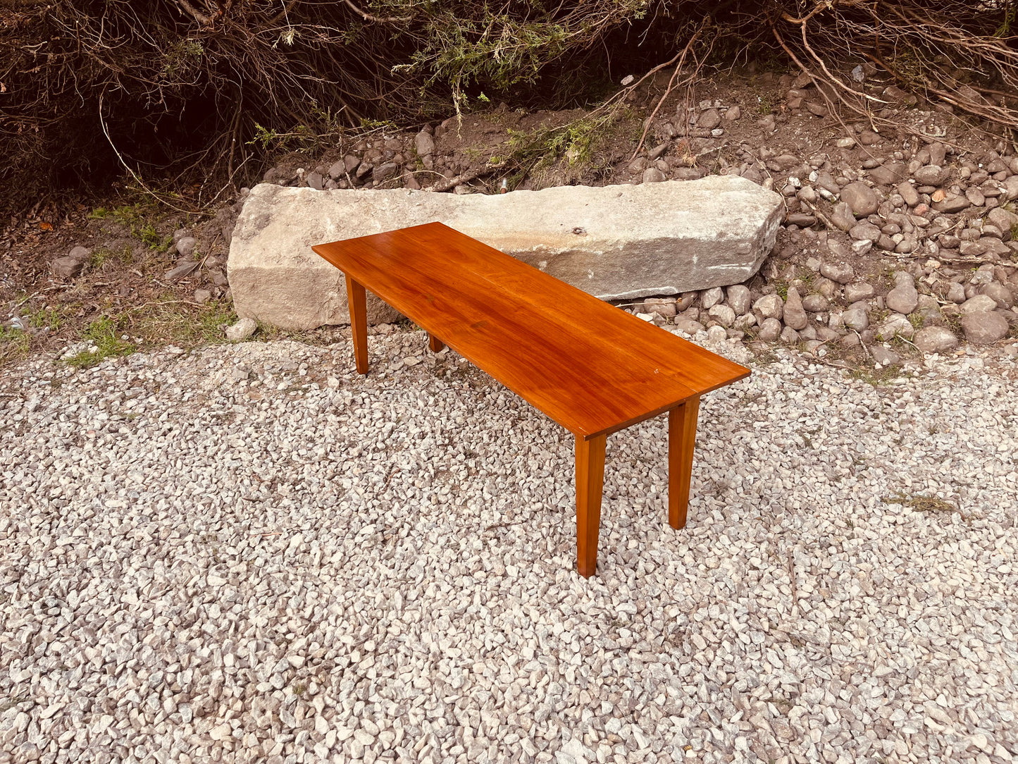 Mid Century Teak Console Table – Scandinavian Style Slim Hallway Table