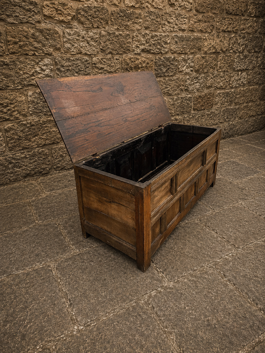 Vintage Oak Jacobean Revival Blanket Chest