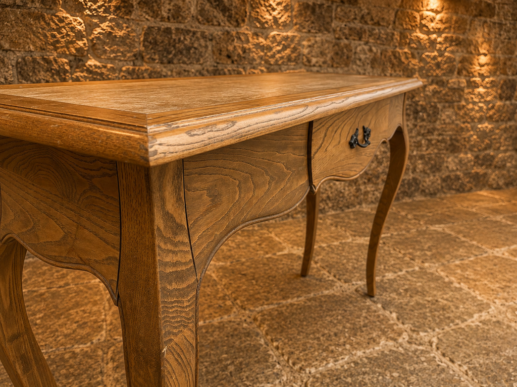French Provincial Solid Ash Console Table | Louis XV Style Hall Table | Vintage One Drawer Sofa Table