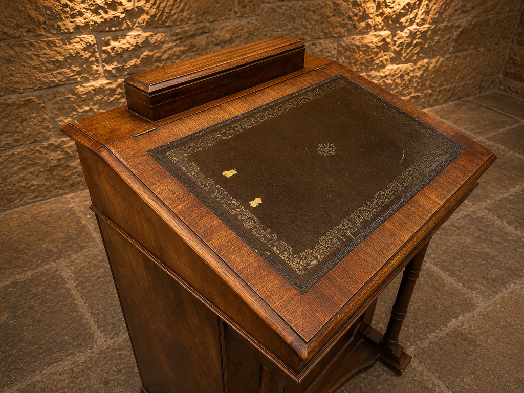 Antique Davenport Writing Desk – Circa 1880–1910 – Leather Top & Fitted Interior
