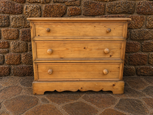 Vintage Pine 3 Drawer Chest of Drawers – Rustic Country Style Storage Unit