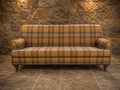 Vintage English Country House Three Seater Sofa | Tartan Wool Sofa | Traditional Scroll Arm Country Furniture