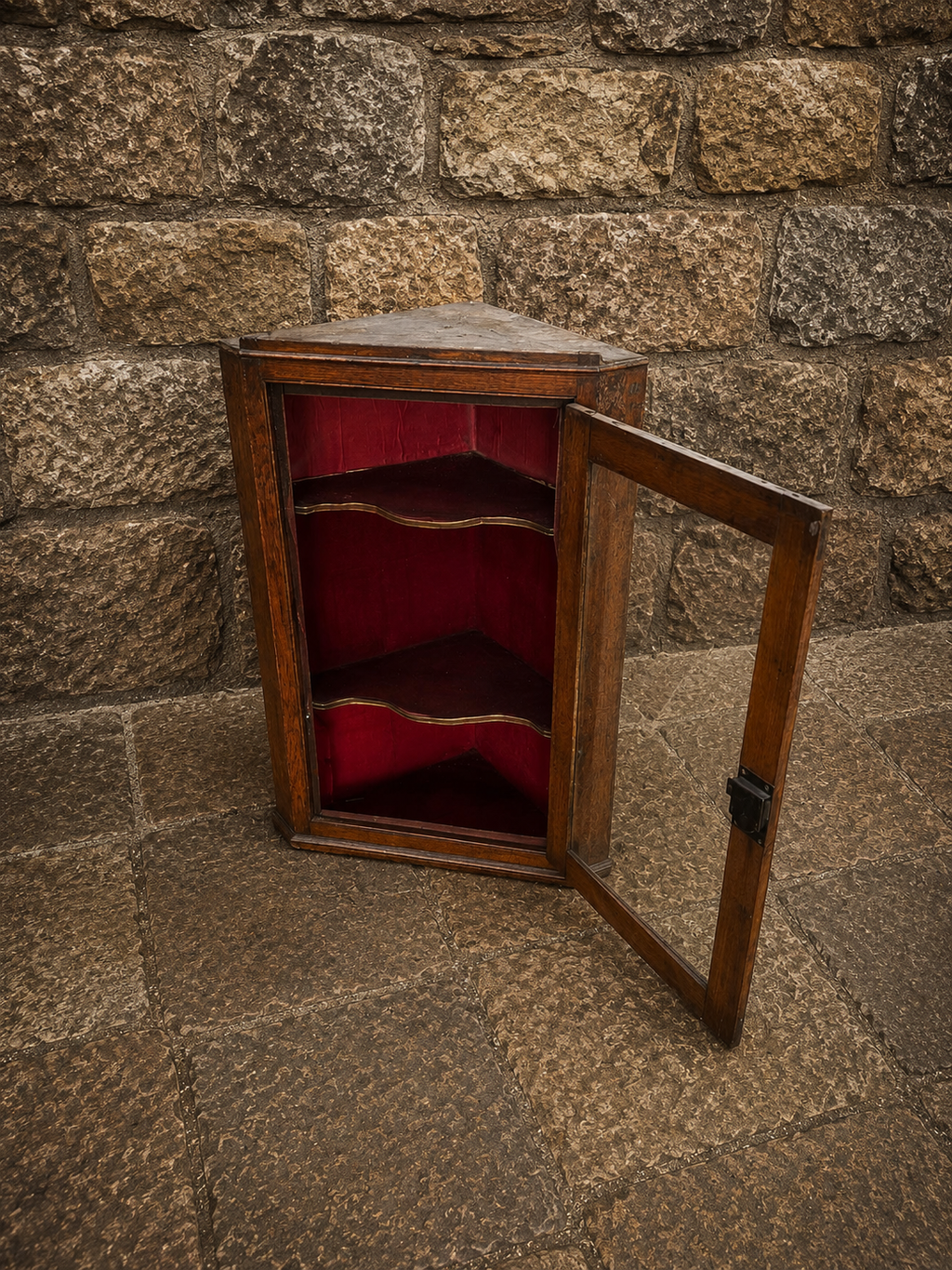 Antique Oak Corner Display Cabinet c1900