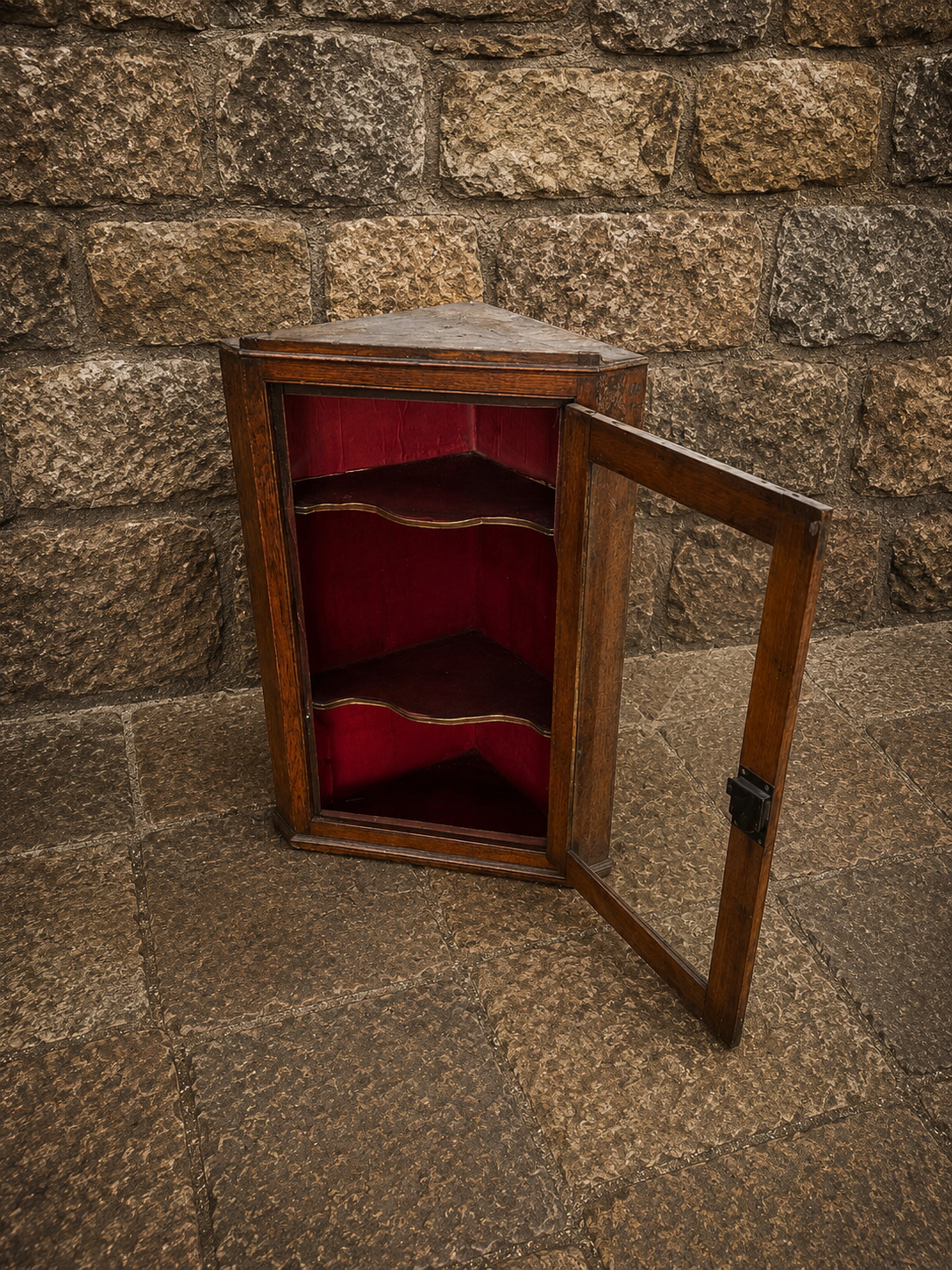 Antique Oak Corner Display Cabinet c1900