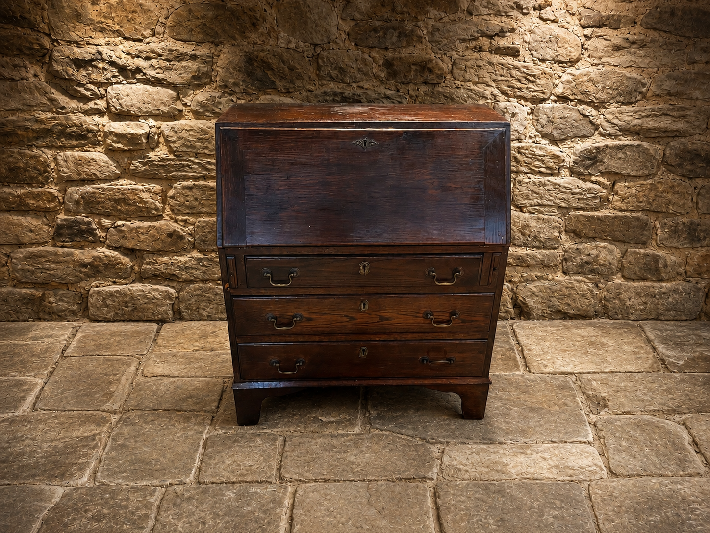 Antique Georgian Oak Bureau | Solid Oak Fall Front Writing Desk | Georgian Bureau Desk | Country House Furniture | Circa 1780–1820