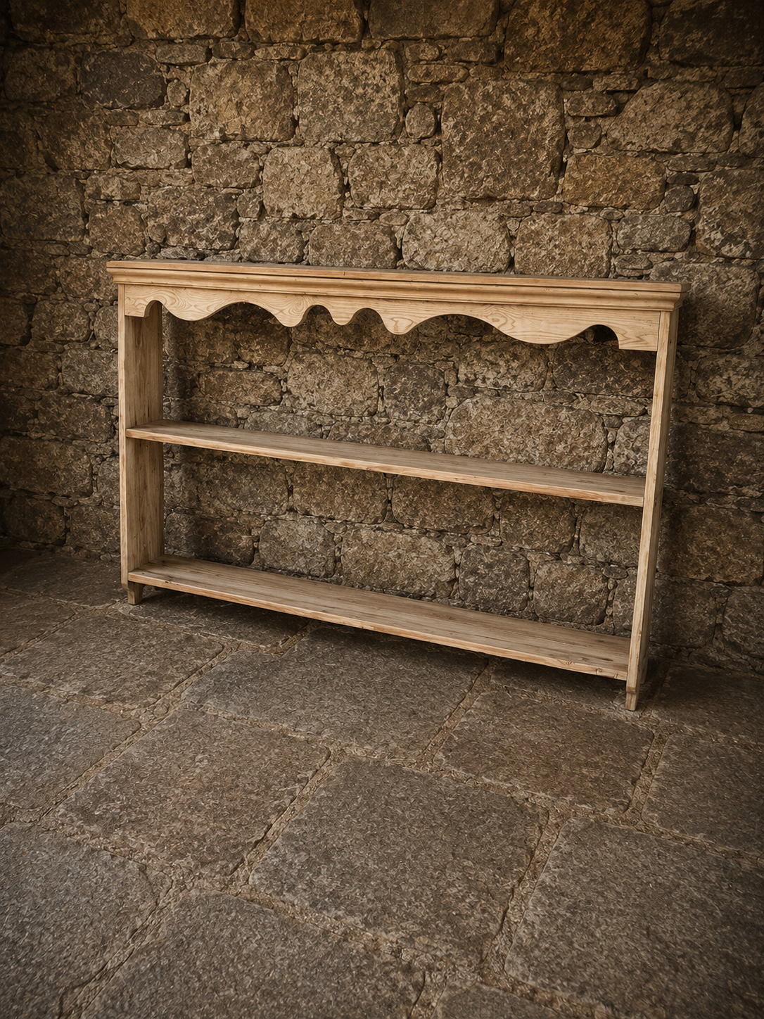 Large Farmhouse Wall Shelf with Scalloped Frieze