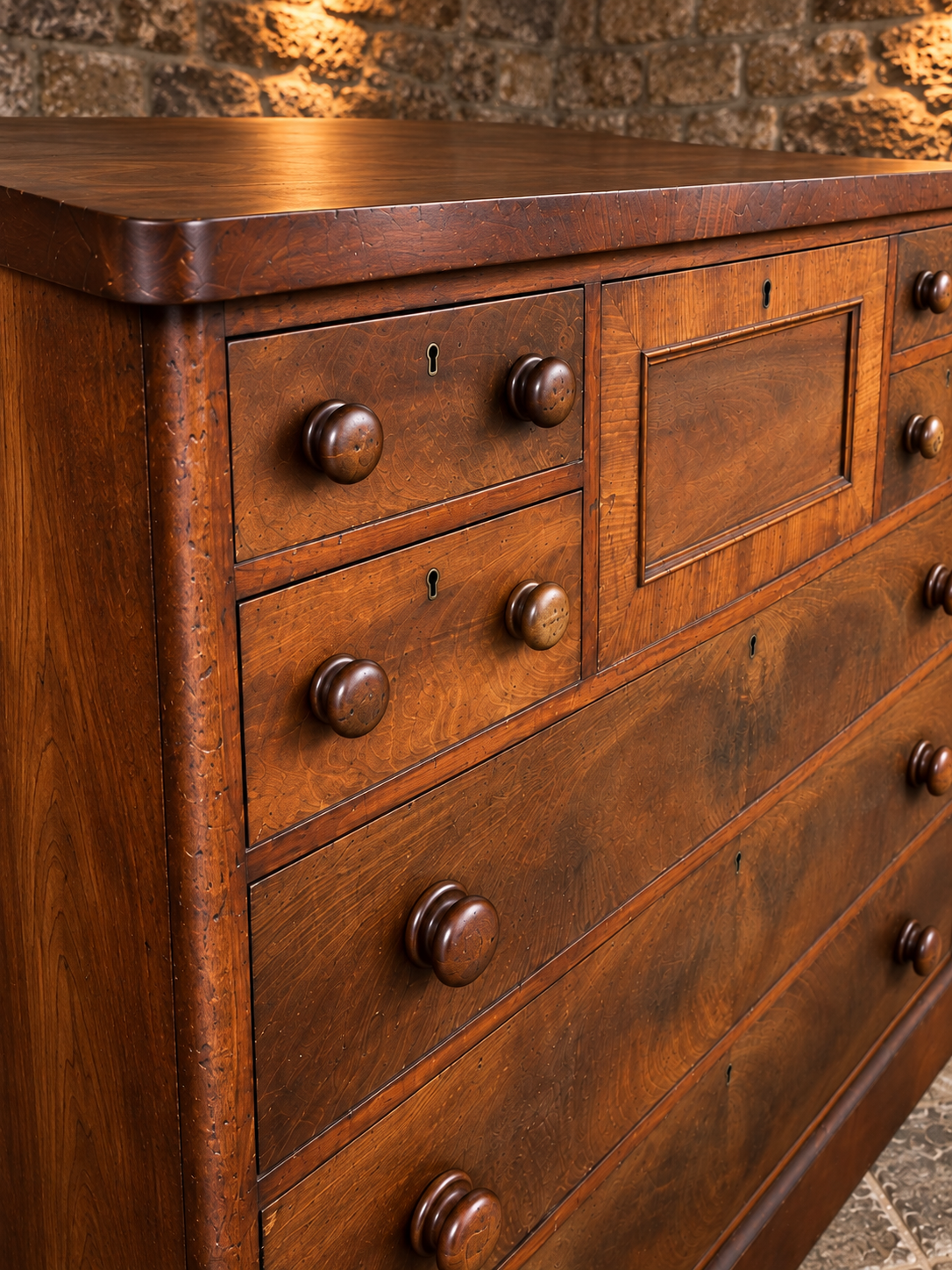 Antique Victorian Burr Walnut Chest of Drawers – c.1860