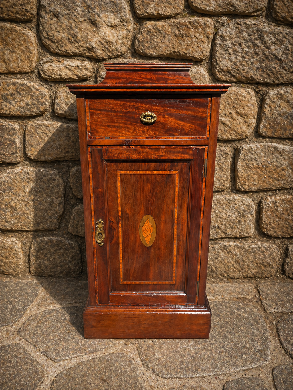 Edwardian Inlaid Mahogany Bedside Cabinet c.1900–1915