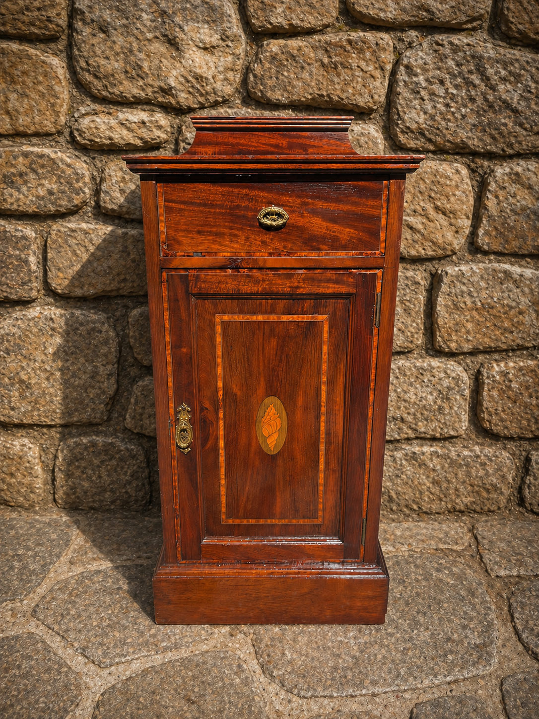 Edwardian Inlaid Mahogany Bedside Cabinet c.1900–1915