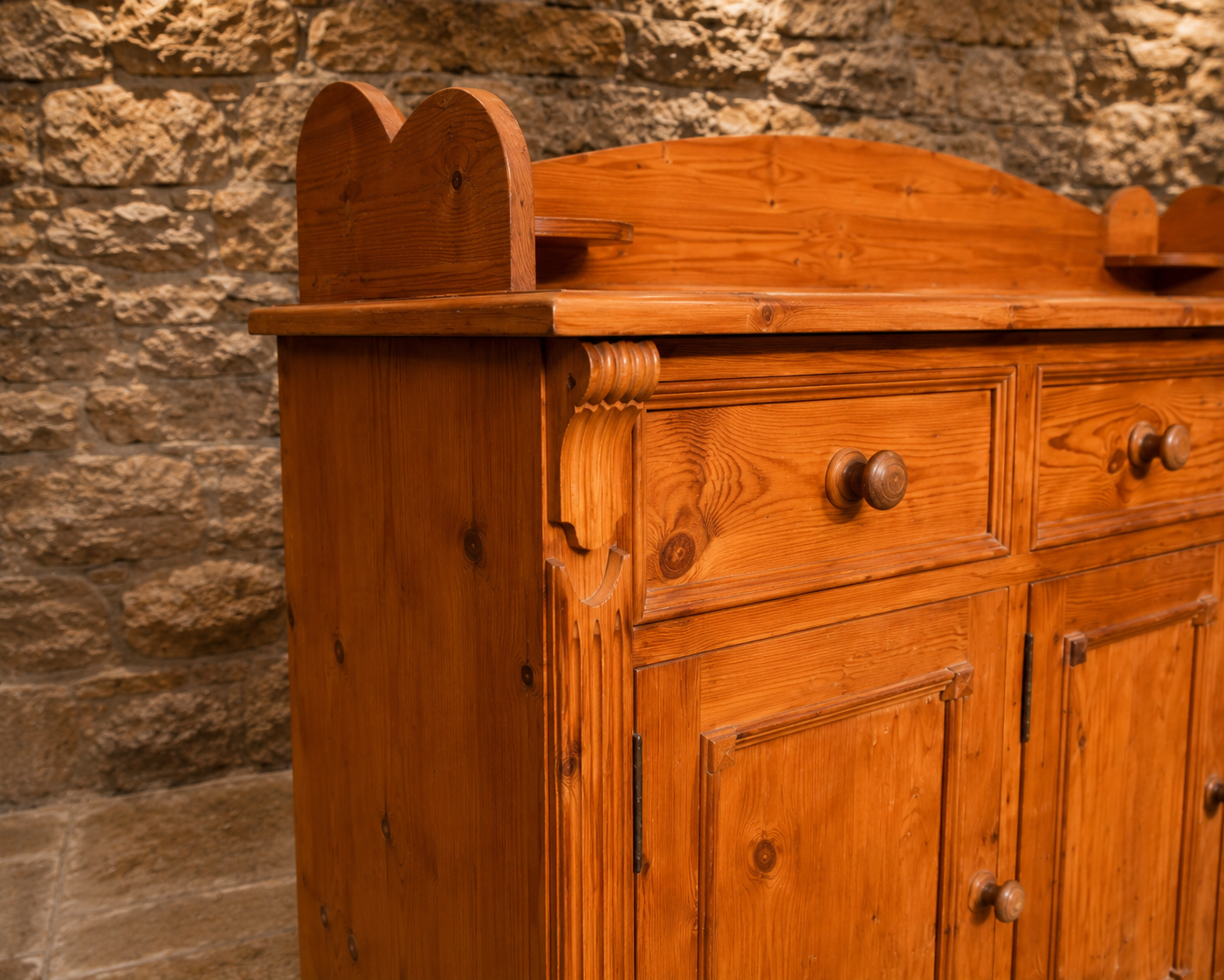 Vintage Solid Pine Welsh Dresser Base | Farmhouse Kitchen Sideboard | Rustic Country Storage Cabinet | English Pine Cupboard