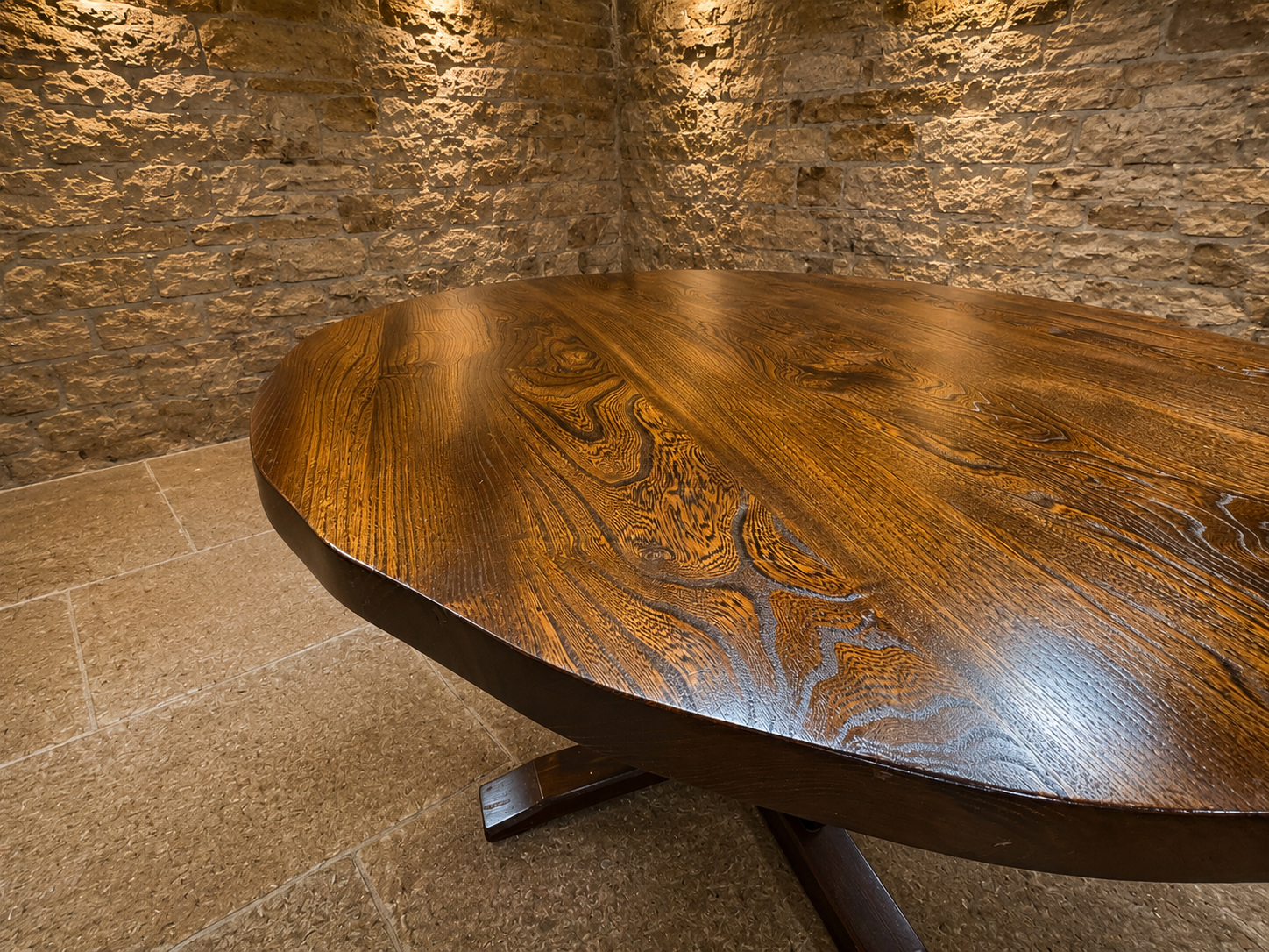 Large Solid Elm Pedestal Dining Table | Vintage Round Elm Dining Table | English Farmhouse Kitchen Table | Rustic Country House Dining Table