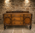 Antique English Tiger Oak Jacobean Revival Sideboard | Solid Oak Buffet | Circa 1930