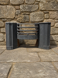 Vintage Art Deco Cast Iron Fireplace Fire Basket c1930s