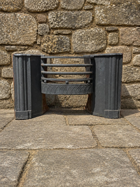 Vintage Art Deco Cast Iron Fireplace Fire Basket c1930s
