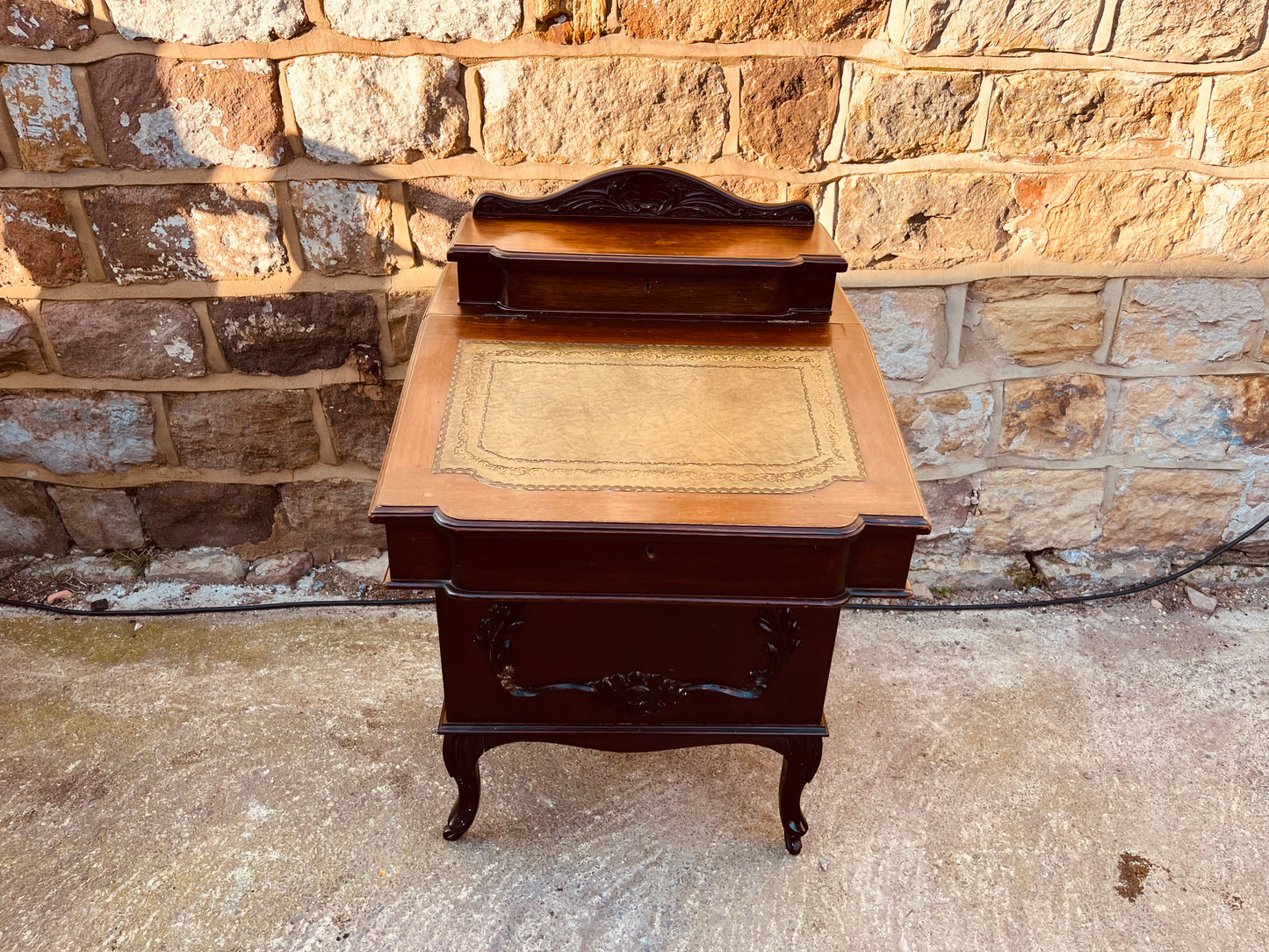 Victorian Mahogany Davenport Writing Desk – Antique Leather Top – Circa 1890