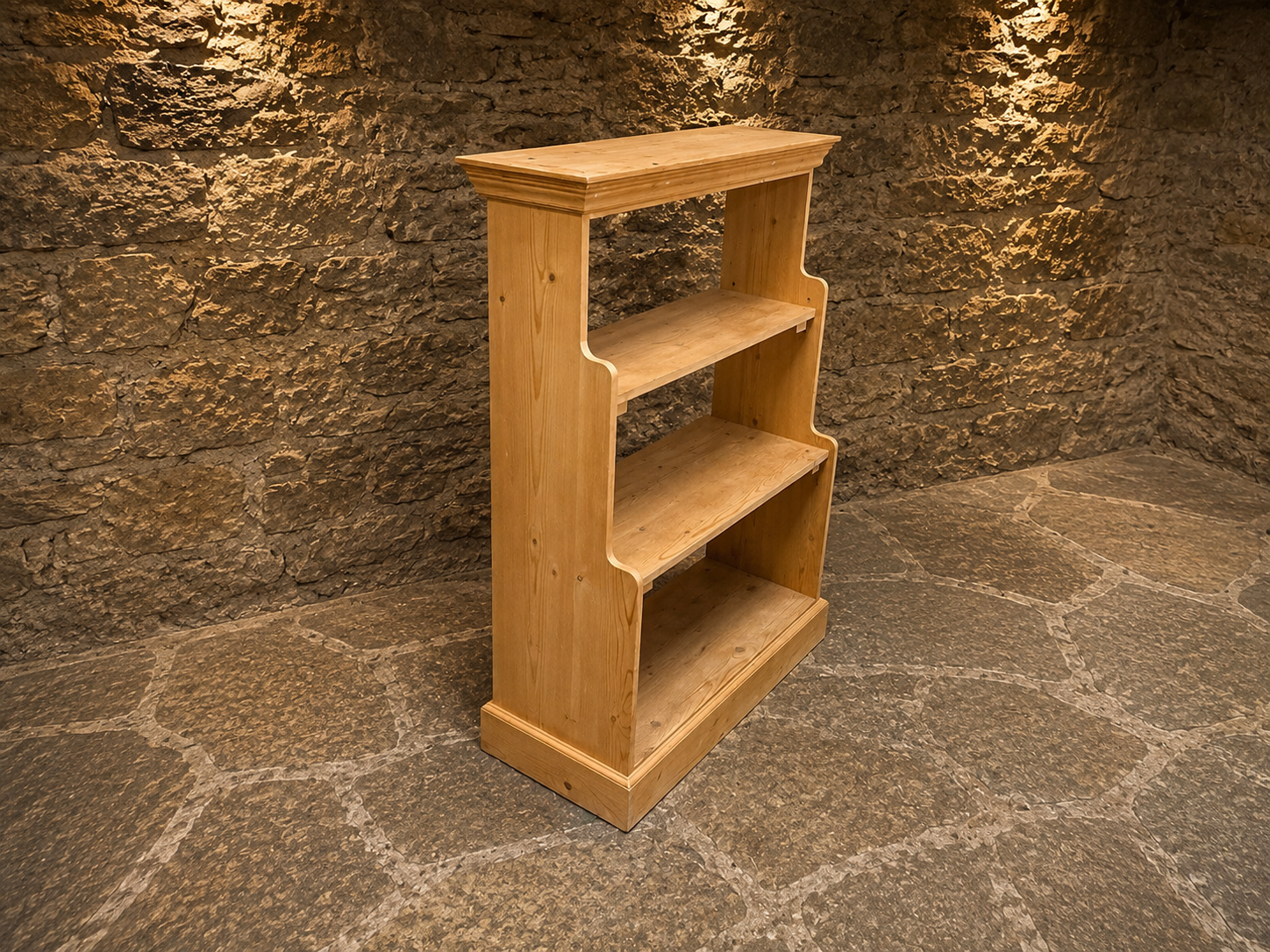 Victorian Solid Pine Open Bookcase | Antique English Shelving Unit | Circa 1890–1910