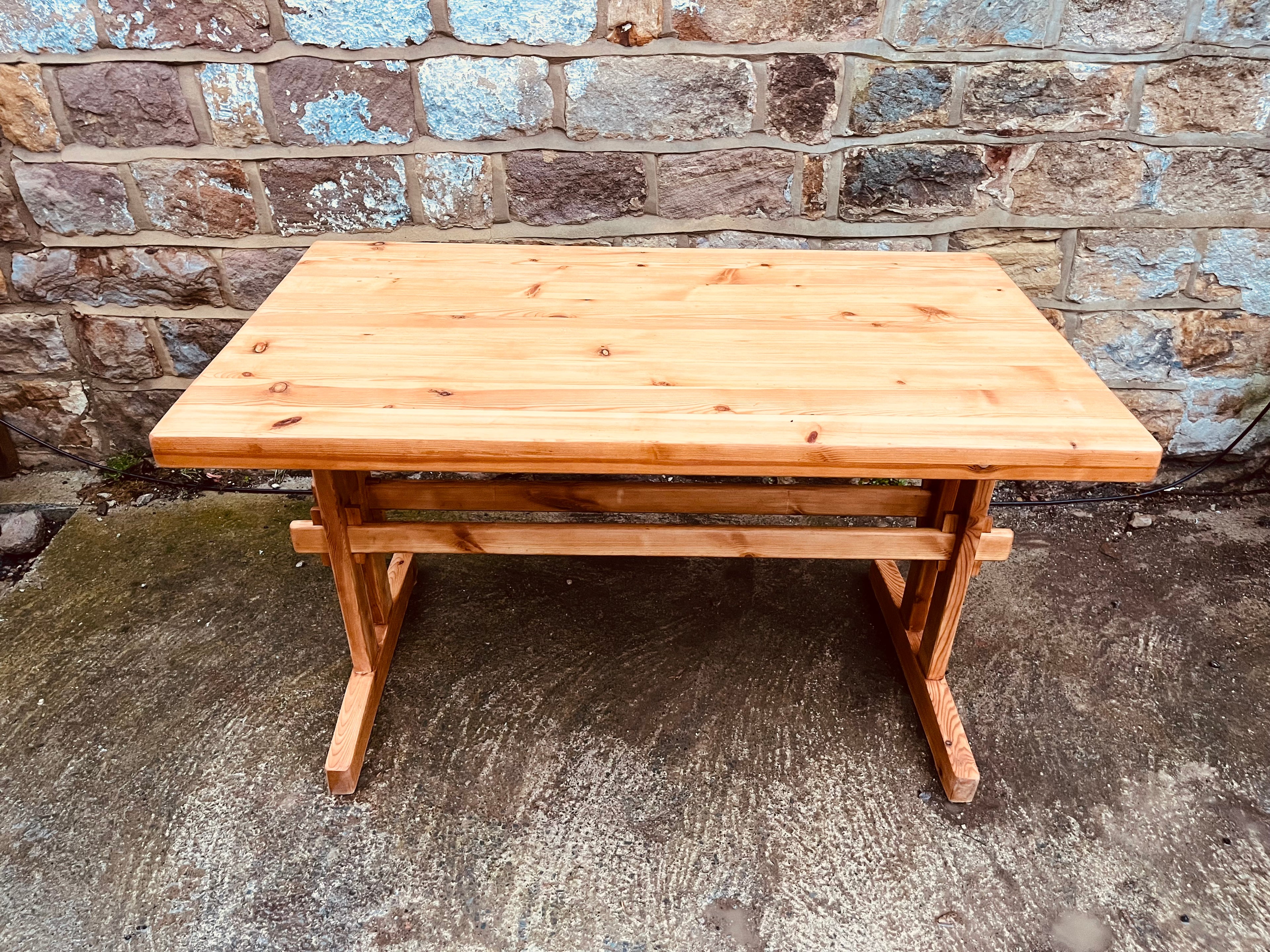 Reclaimed Pine Trestle Table – Cottagecore Dining / Kitchen Table