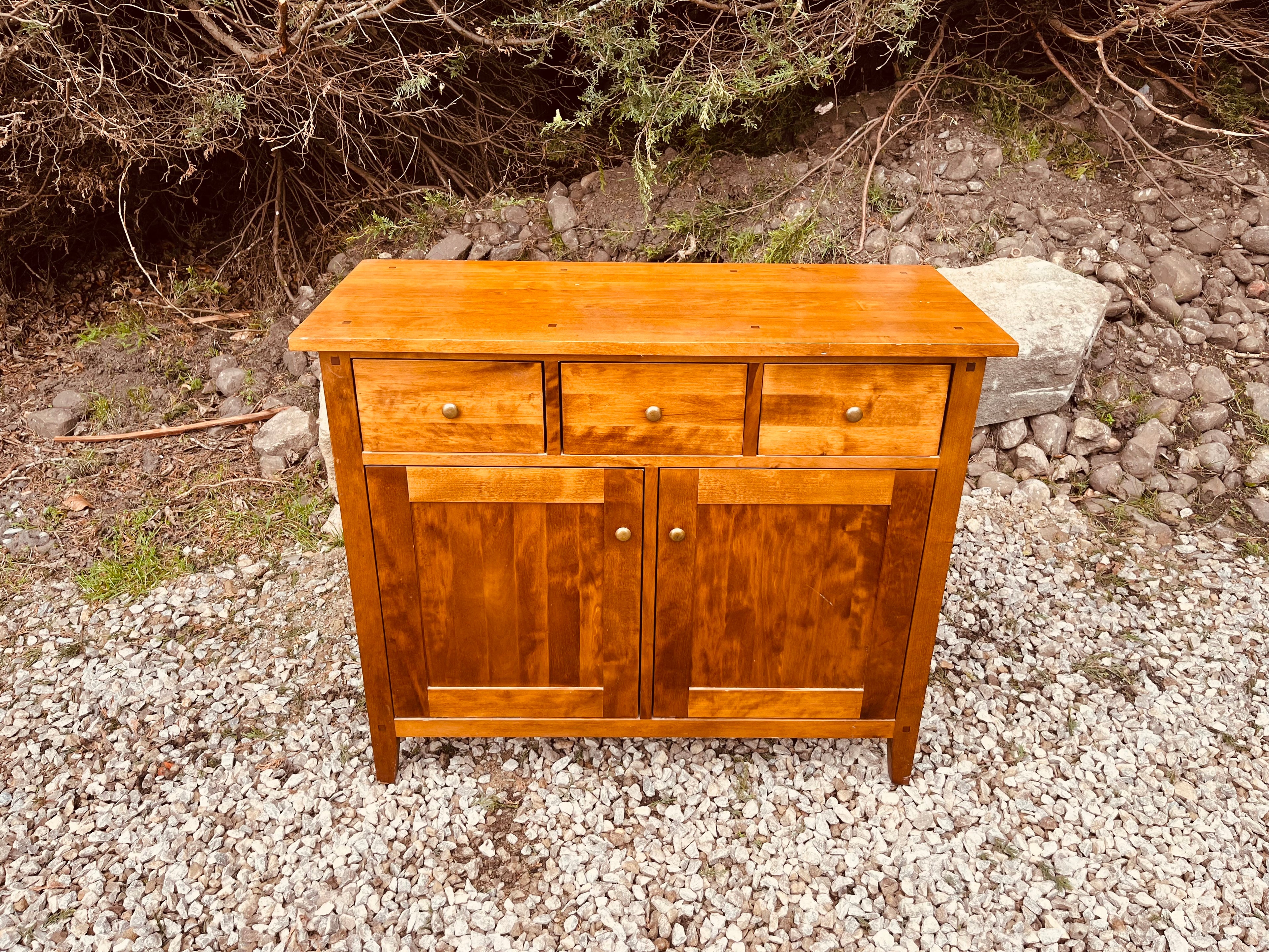 Solid Wood Vintage Sideboard Cabinet – 3 Drawer Storage Cupboard