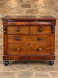 Victorian figured veneer chest of drawers, circa 1860