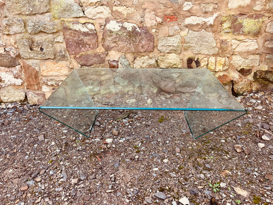 Bent Glass Coffee Table – Large Minimalist Clear Glass Design
