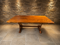 Large Solid Elm Refectory Dining Table | Vintage English Farmhouse Dining Table | Rustic Trestle Dining Table | Country House Kitchen Table