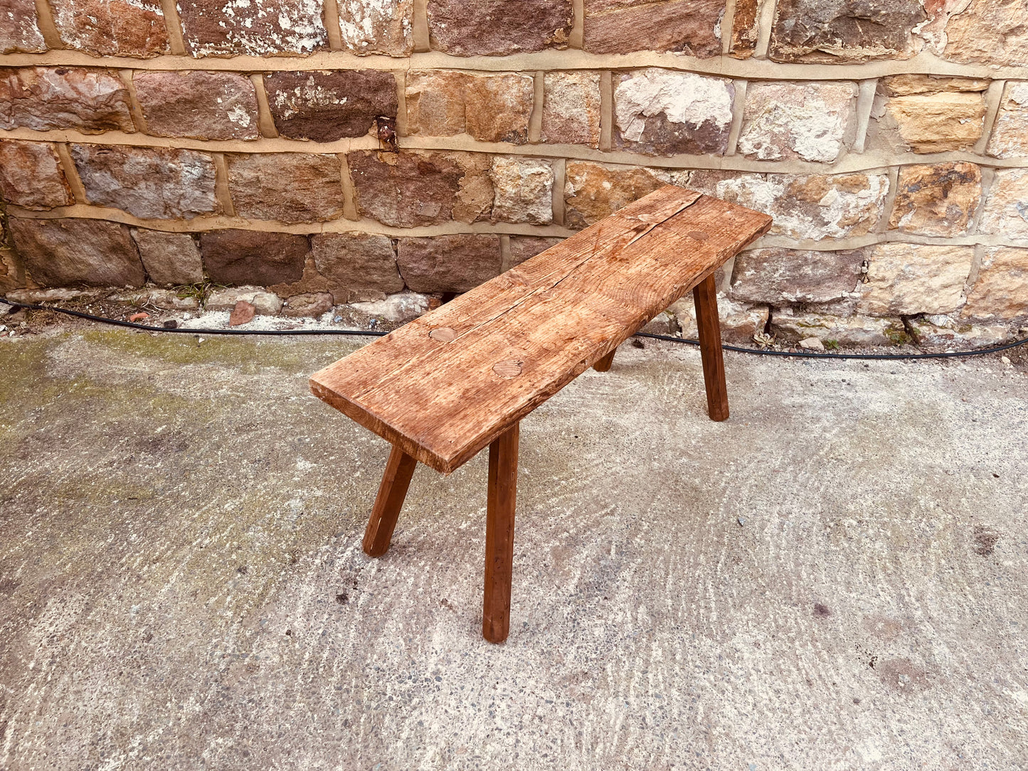 Rustic Reclaimed Wood Farmhouse Bench – Vintage Country Wooden Bench