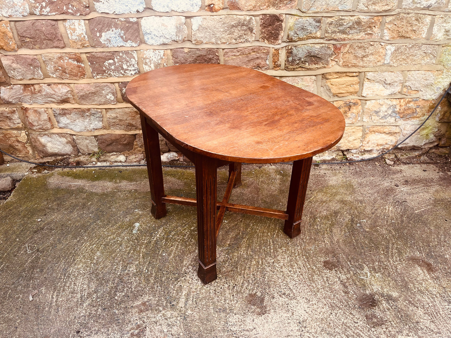 Antique Arts & Crafts Oval Oak Table