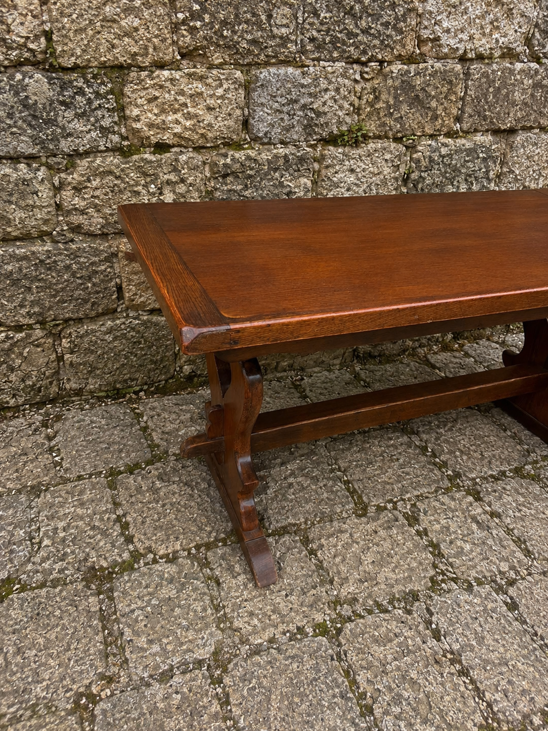 Antique Jacobean Revival Solid Oak Refectory Dining Table