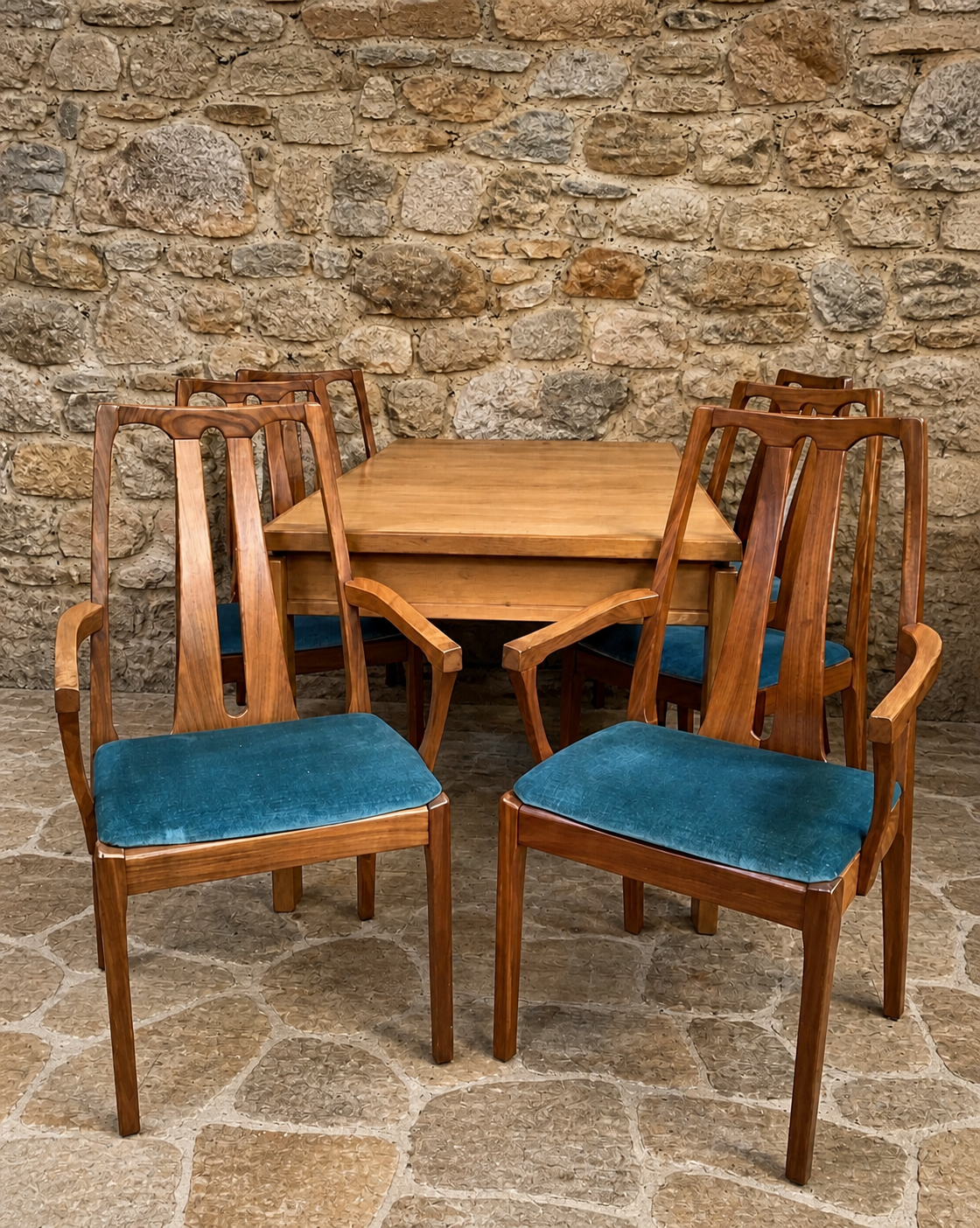 Mid Century Teak Extending Dining Table & 6 Chairs – Greaves & Thomas & Nathan Dining Set