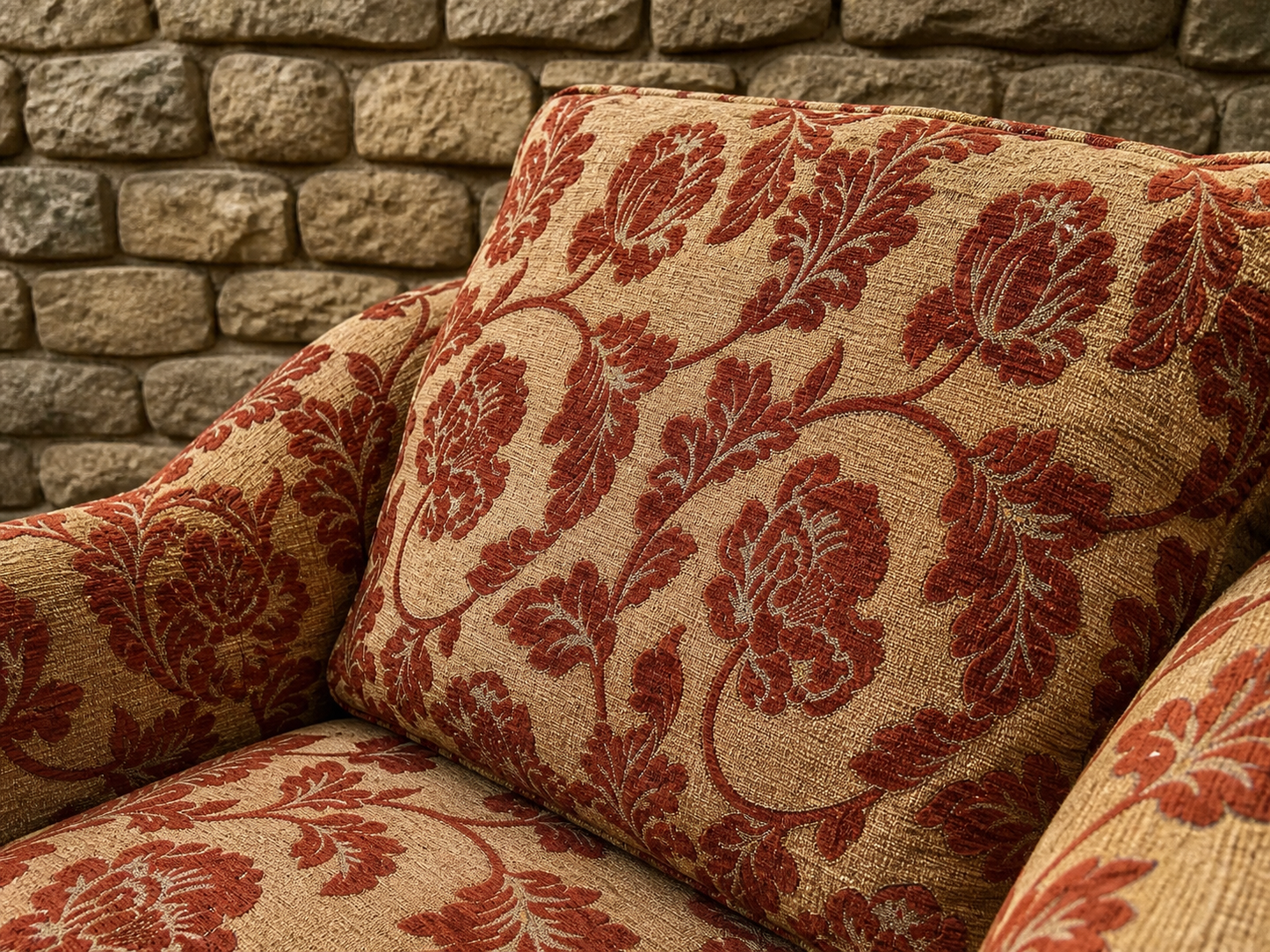 Vintage Patterned Armchair – Country House Style Statement Accent Chair