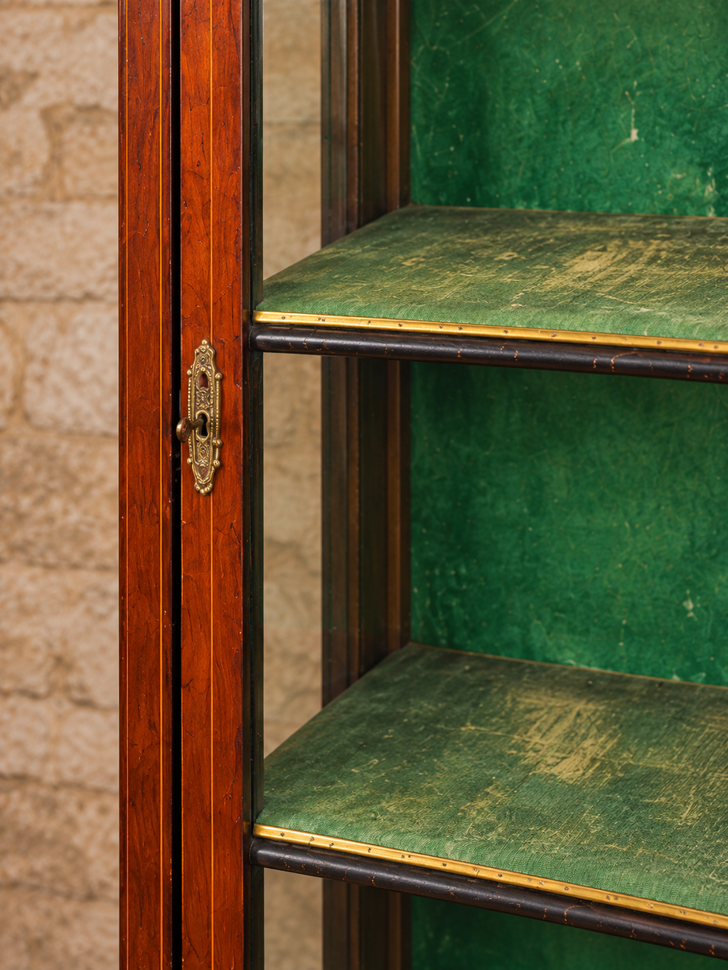 Antique inlaid glazed display cabinet, circa 1900
