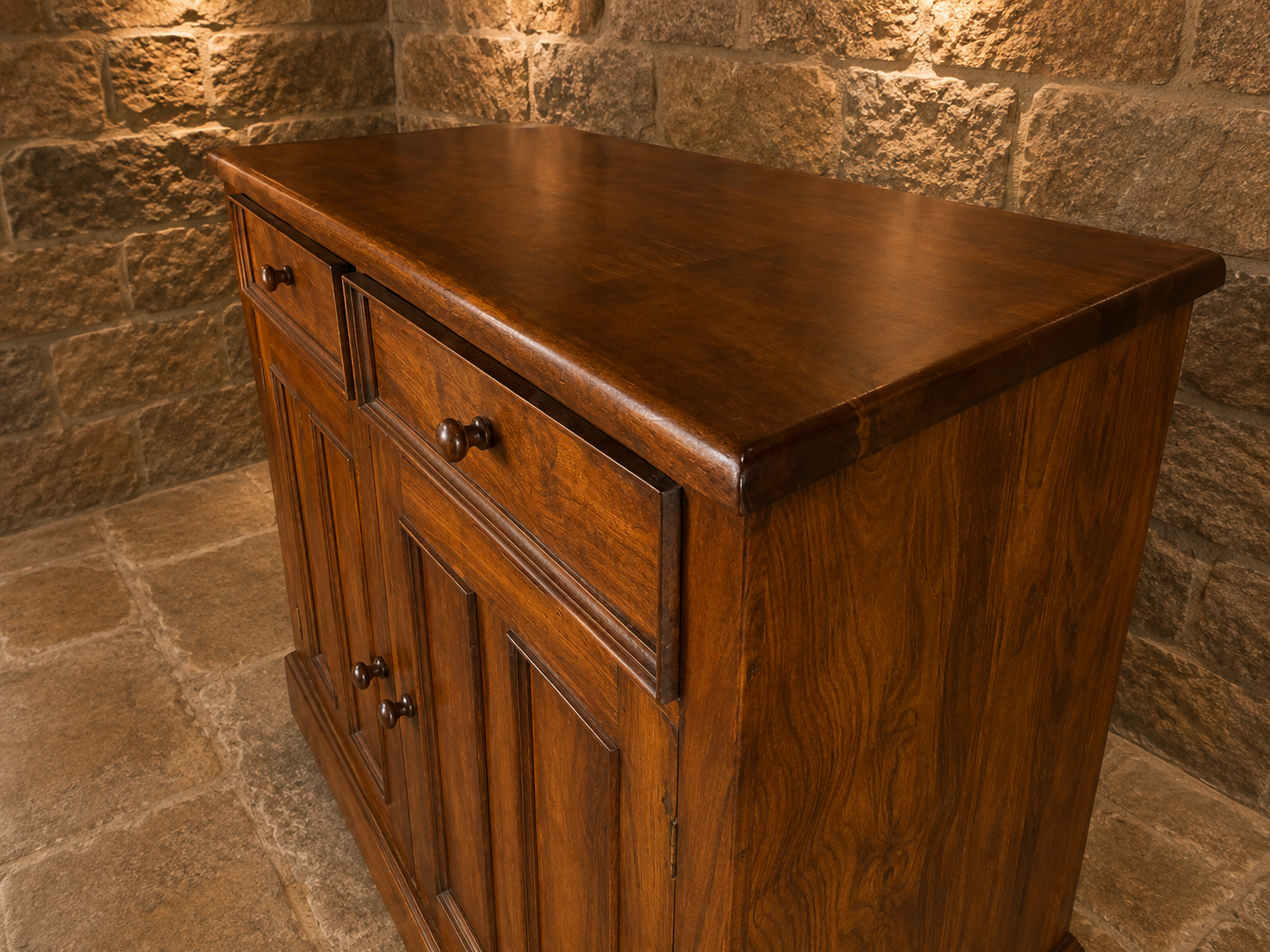 Circa 1890 Victorian Figured Pine Sideboard & Four Door Cupboard