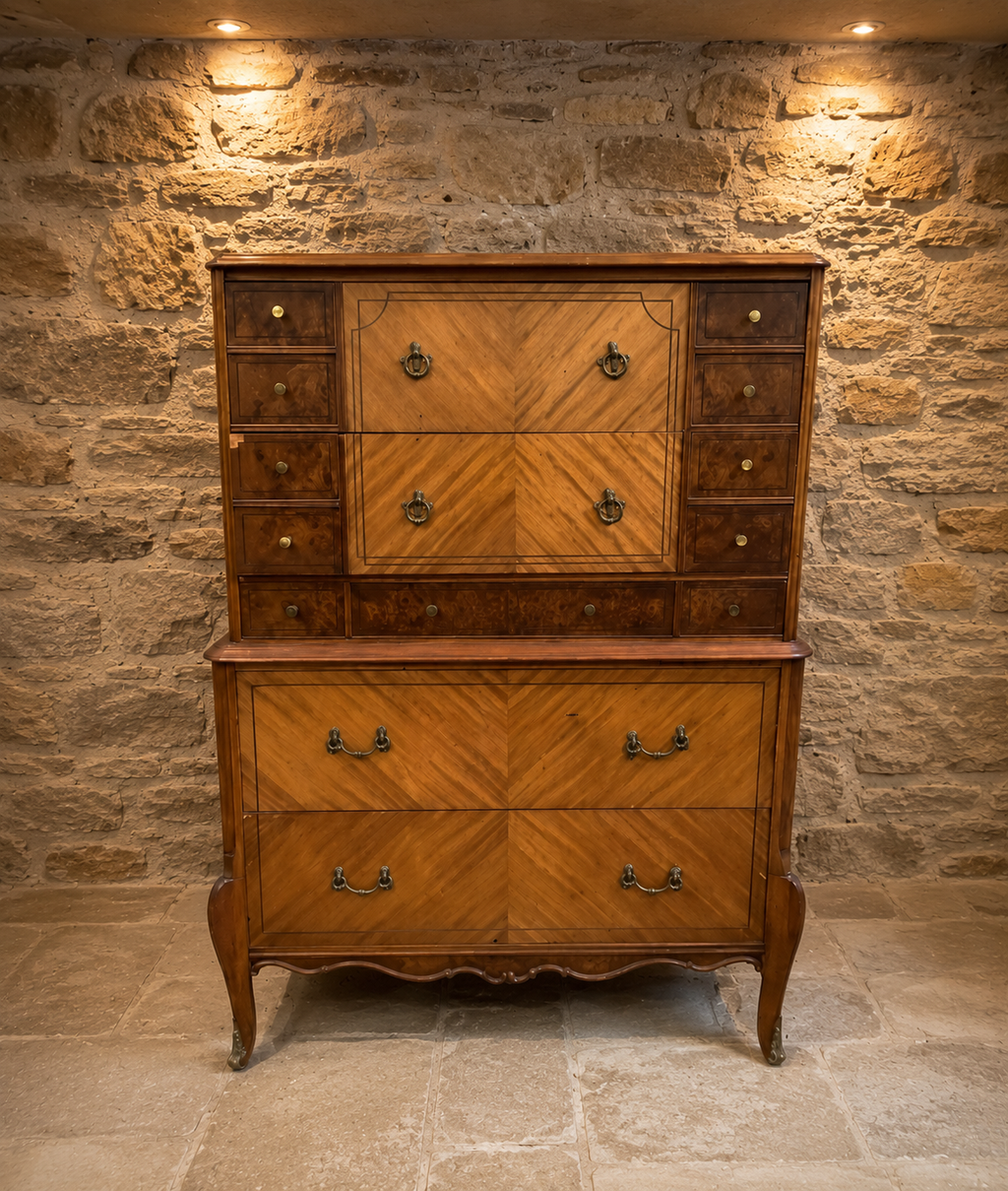 Antique French Walnut Semainier Chest of Drawers | Belle Époque Walnut Lingerie Chest | French Tallboy | Circa 1890–1910