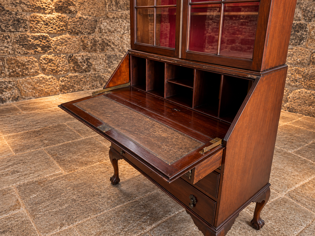 Edwardian Mahogany Bureau Bookcase | Glazed Display Cabinet & Writing Desk