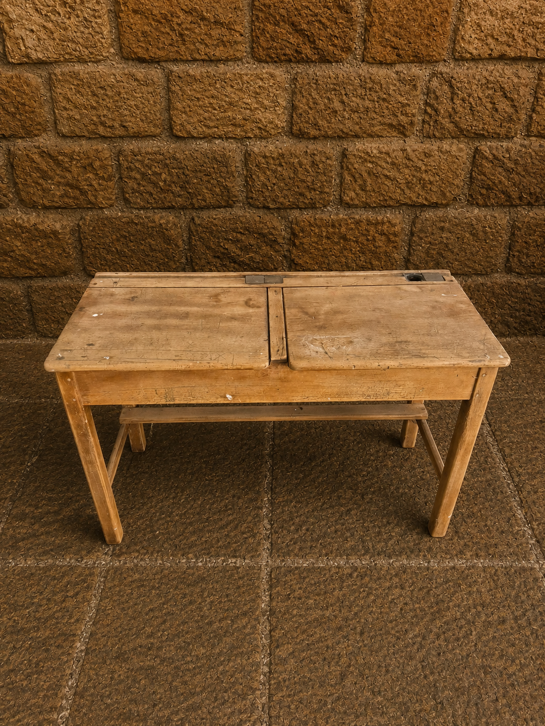 Vintage British School Desk Bench c1920s–1940s