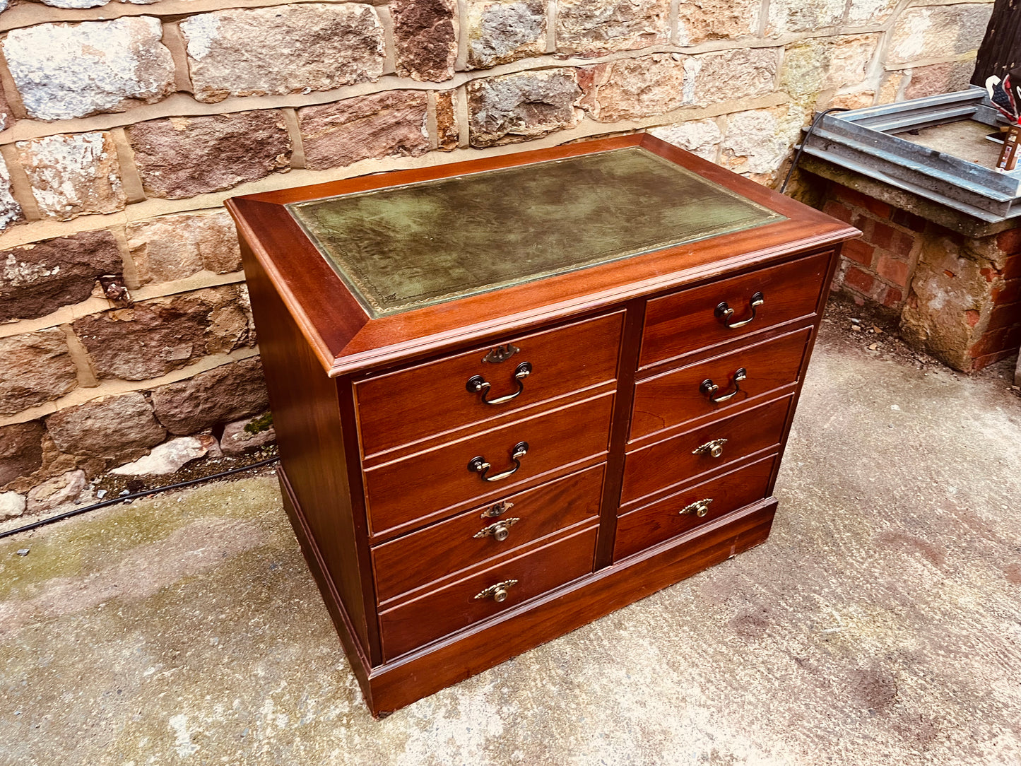 Vintage Mahogany Chest of Drawers with Leather Writing Top