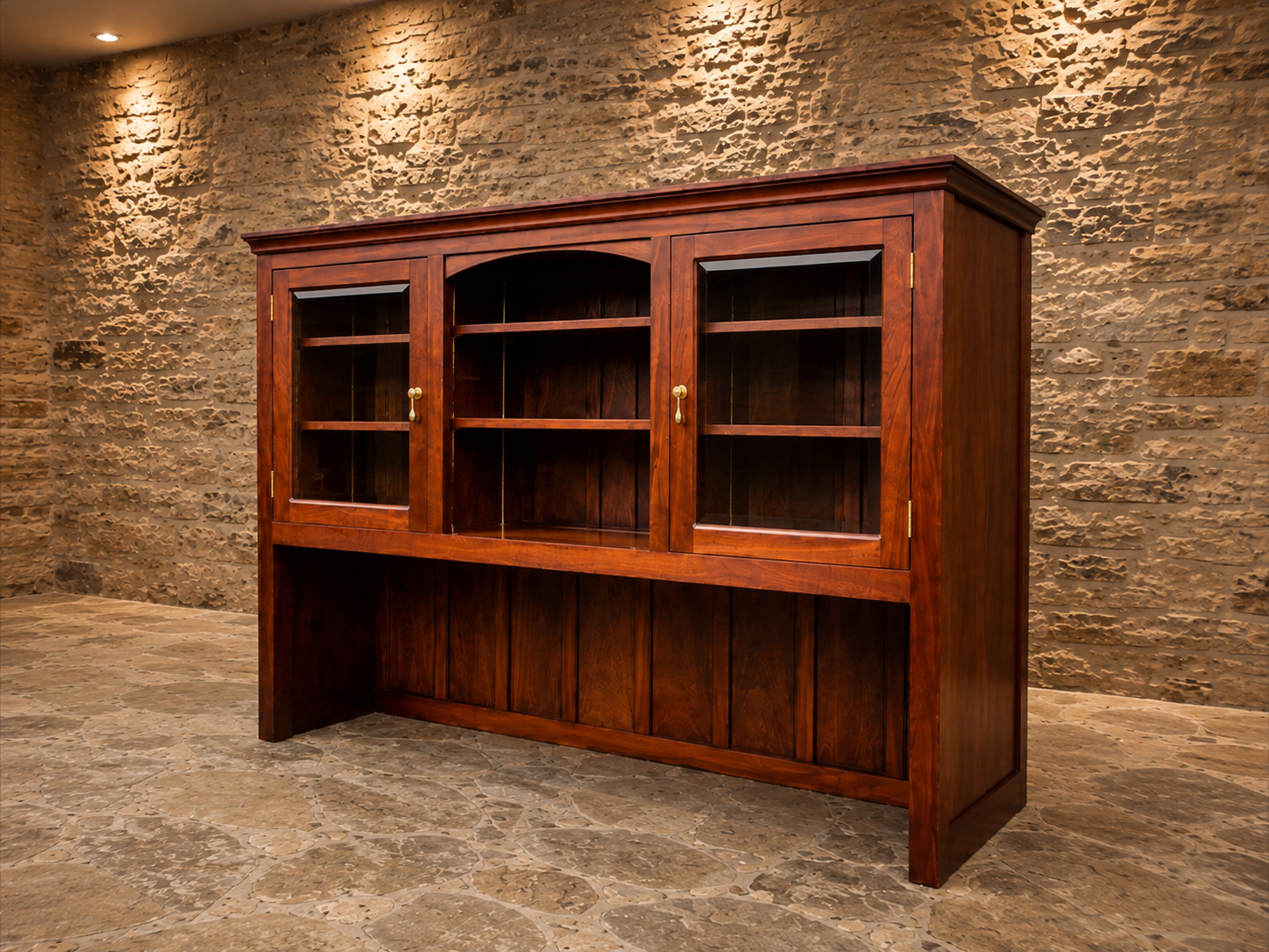 Vintage Large Glazed Dresser Top – Traditional Country Kitchen Display Cabinet & Bookcase