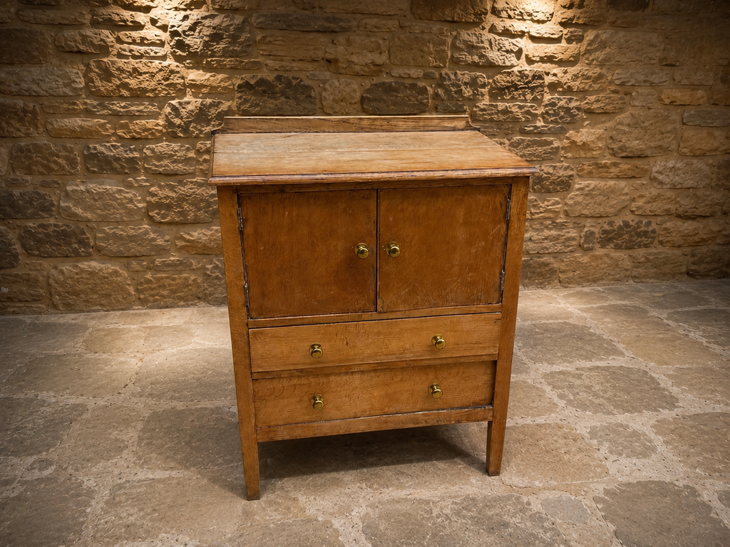 Antique Arts & Crafts Oak Kitchen Cupboard | Edwardian Pantry Cabinet | Rustic Oak Storage Cabinet | Circa 1900–1920