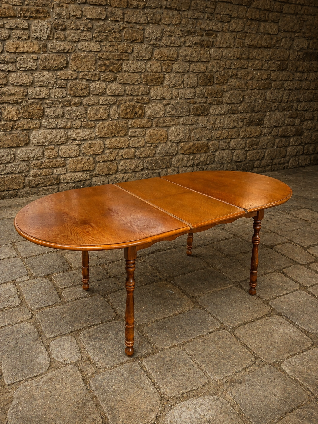 Vintage Solid Oak Extending Farmhouse Dining Table