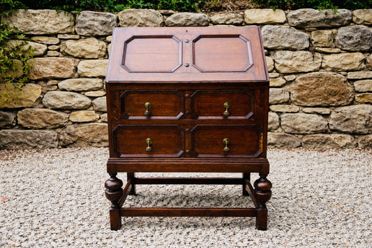 Early 20th Century Oak Bureau Desk, Vintage Writing Bureau with Fall Front, Antique Style Secretary Desk, Period Oak Home Office Desk