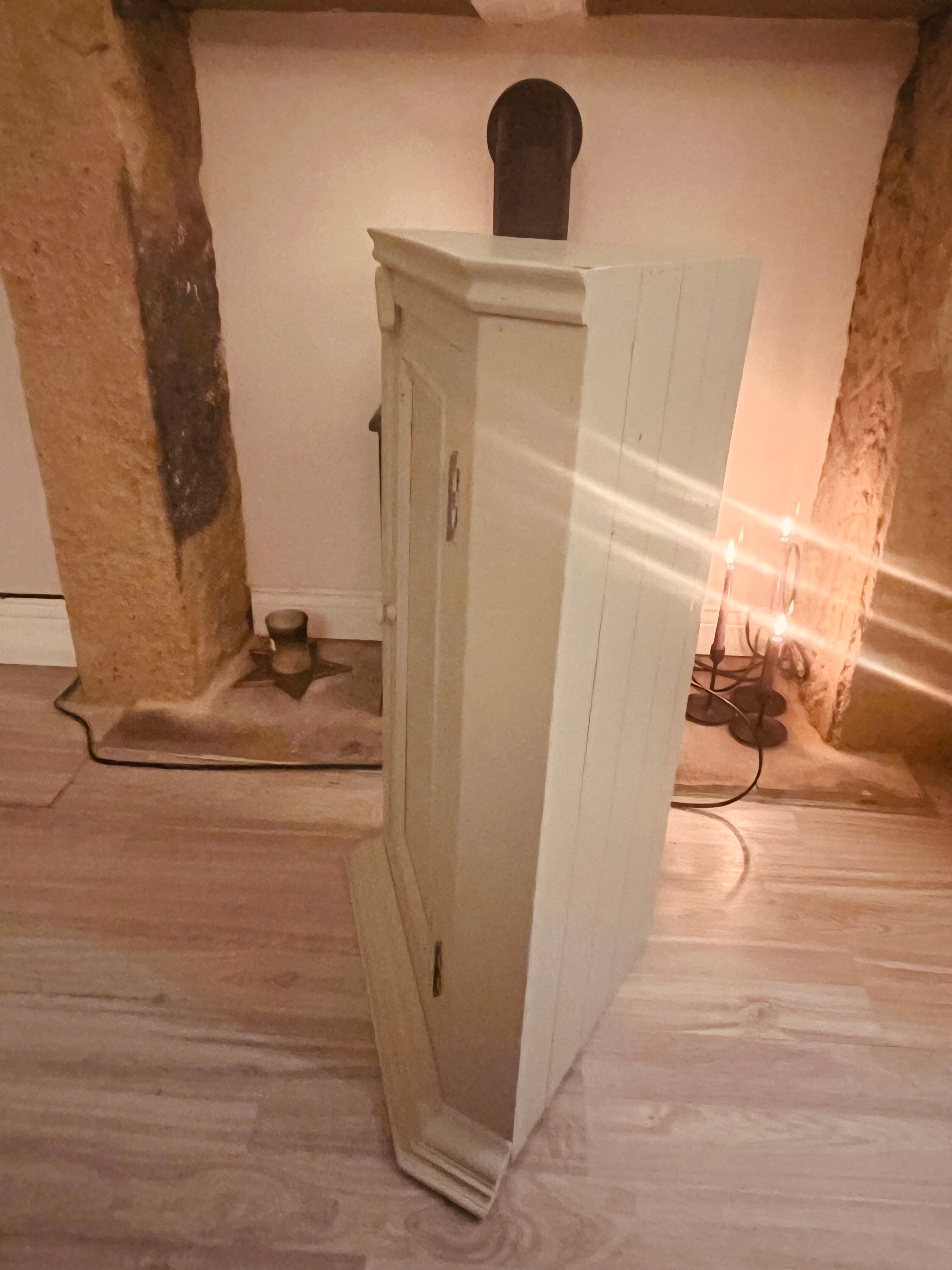 Painted Wooden Corner Cupboard – Cottage Farmhouse Style