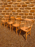 Set of 4 Vintage Windsor Dining Chairs with Armchairs – Solid Wood Farmhouse Chairs