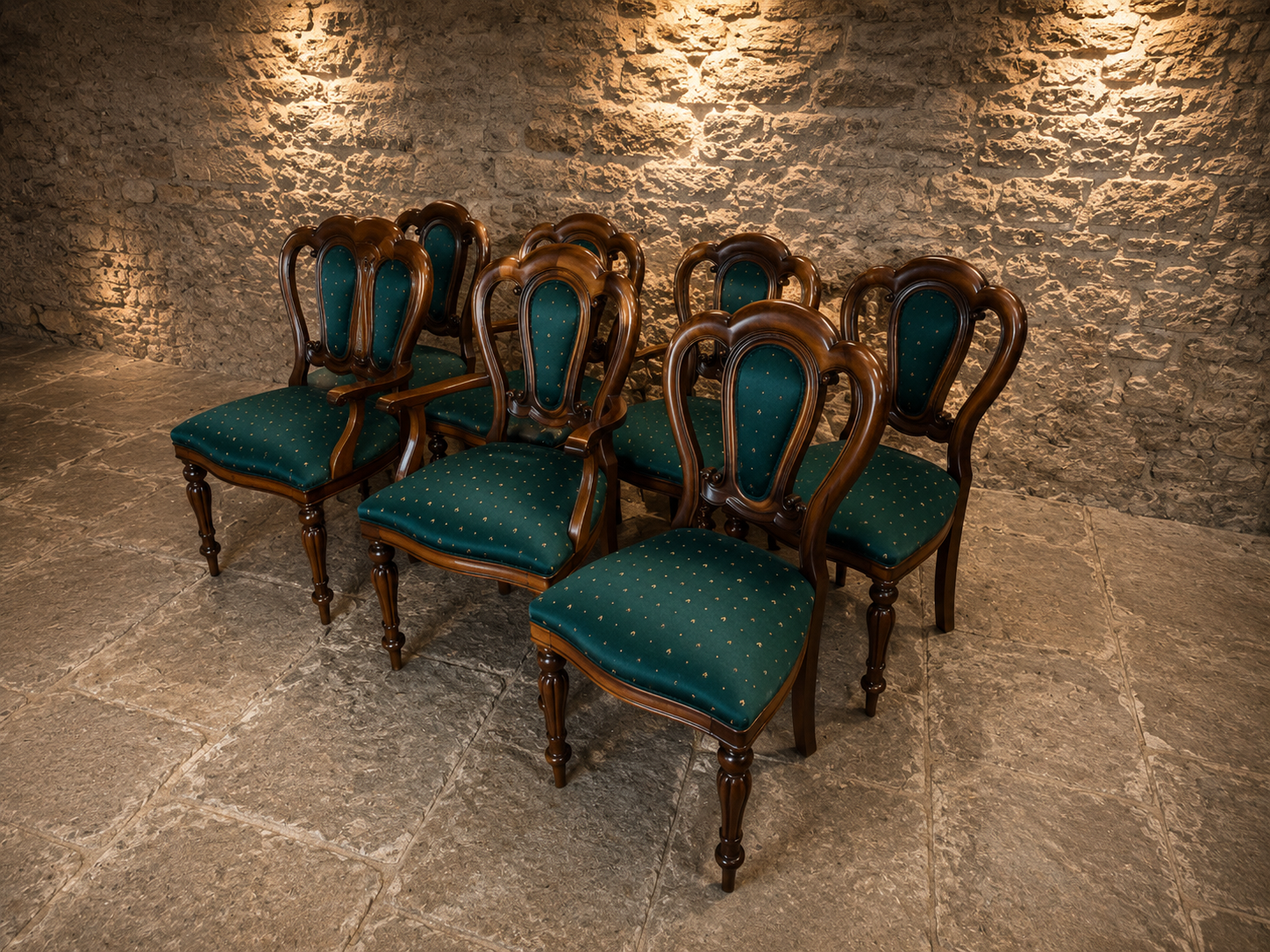 Victorian Set of 8 Solid Mahogany Balloon Back Dining Chairs | 6 Side Chairs & 2 Carvers | c.1860–1880