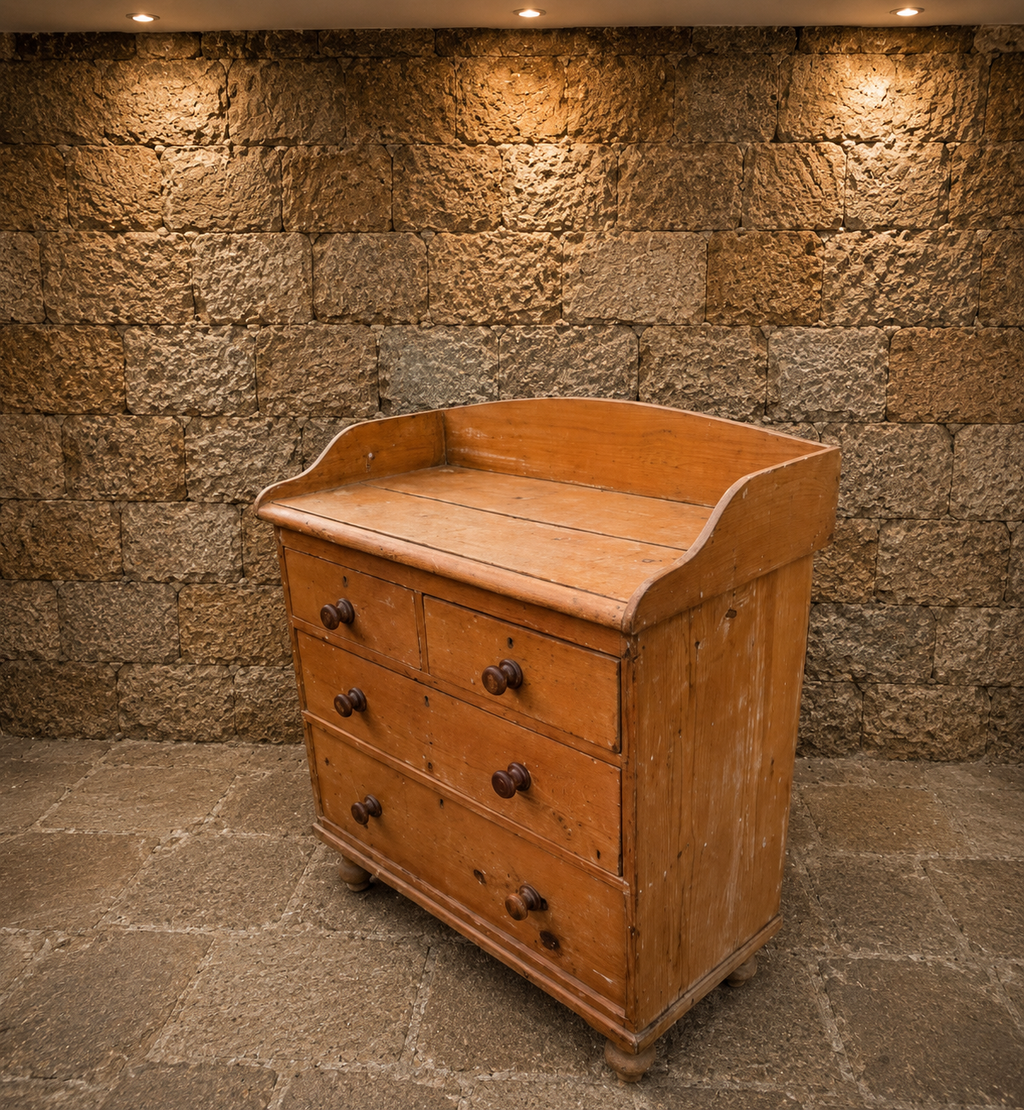 Antique Victorian Pine Washstand Chest of Drawers – c.1870–1890