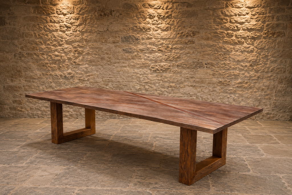 Modern Bespoke Veneered Dining Table with Resin Inlay | Contemporary Designer Kitchen Table | Large Dining Table