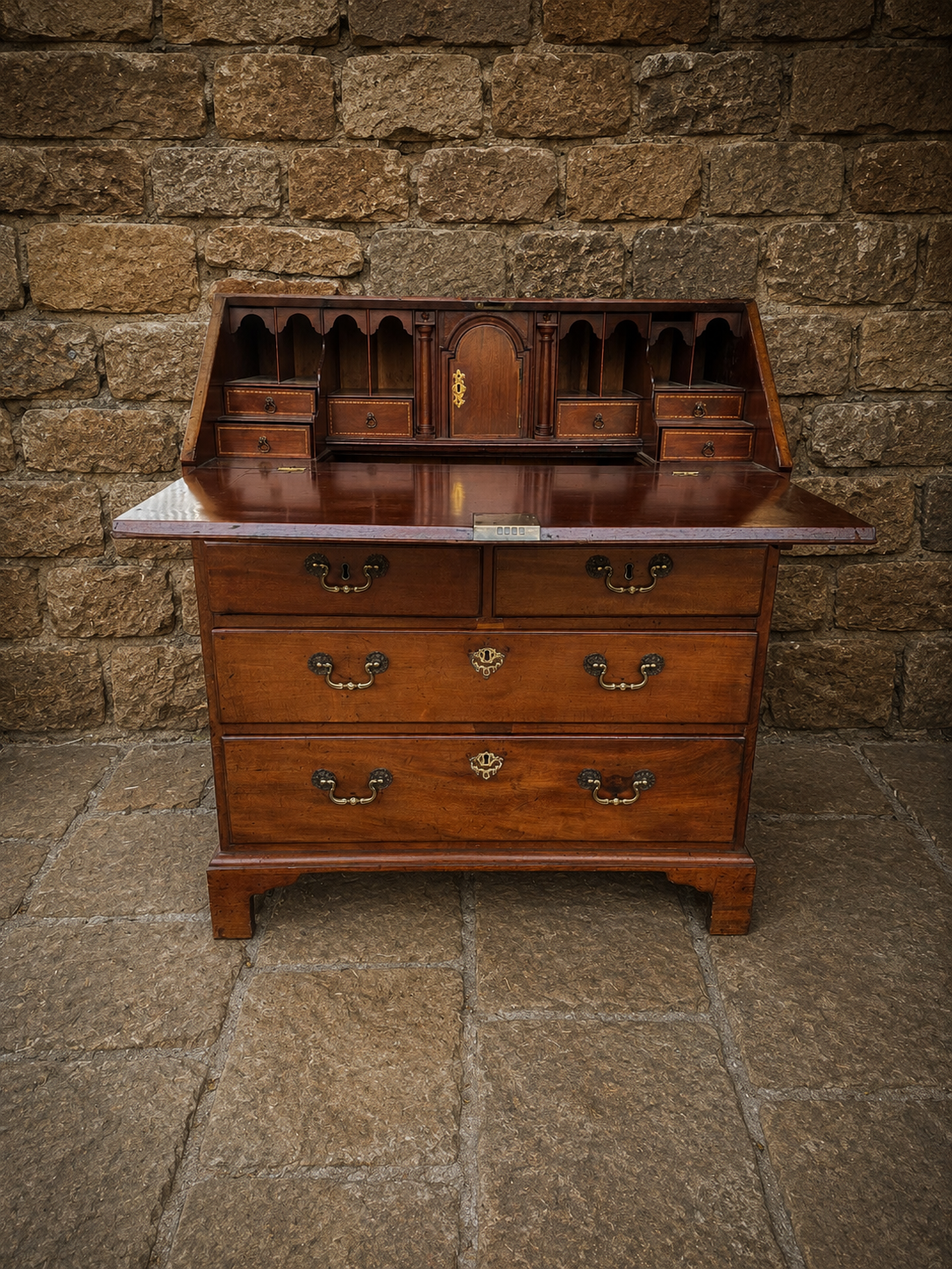 Antique Georgian Revival Walnut Bureau c1930