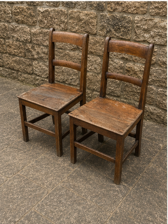 Pair of Antique Country Kitchen Chairs | Rustic Victorian Farmhouse Chairs c.1890–1915